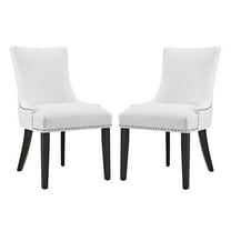 Modway Marquis 20.5" Solid Rubberwood and Vinyl Dining Chair in White (Set of 2)