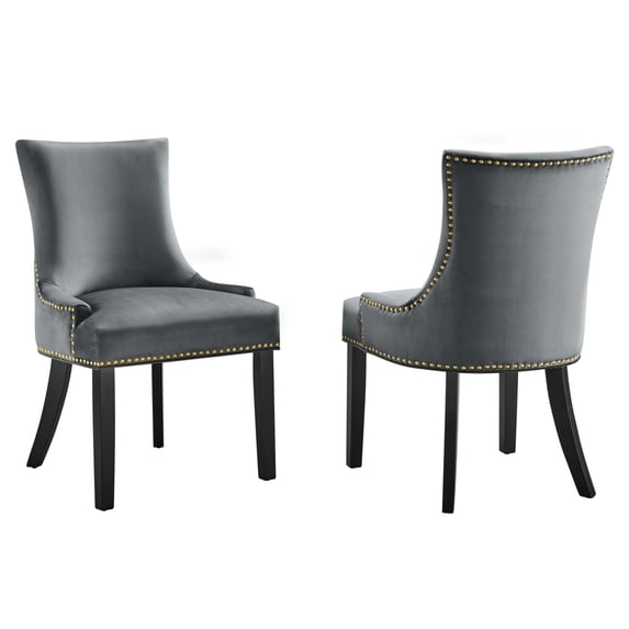 Modway Marquis 20.5" Velvet Dining Side Chairs in Gray/Black (Set of 2)