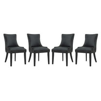 Modway Marquis Dining Chair Faux Leather Set of 4 in Black