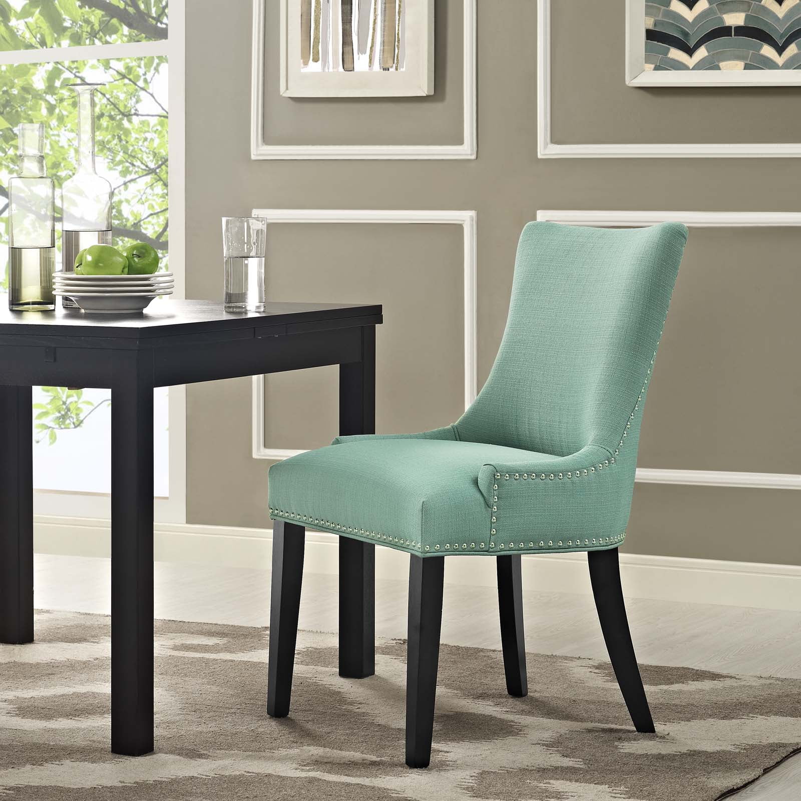 Laguna Hourglass Chic Upholstered Side Chair with Nailhead Trim