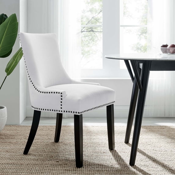 Modway Marquis Solid Wood and Polyester Fabric Dining Chair in White
