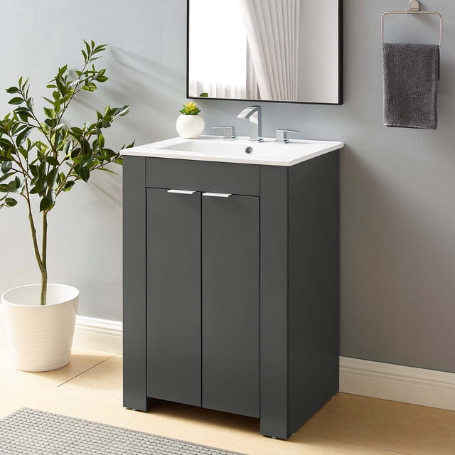 Modway Maybelle 24" Bathroom Vanity in Gray White - Walmart.com