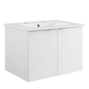 Modway Maybelle 24" Wall-Mount Bathroom Vanity in White White