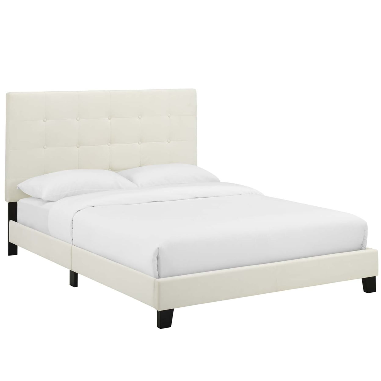Modway Melanie Full Tufted Button Performance Velvet Platform Bed in Ivory