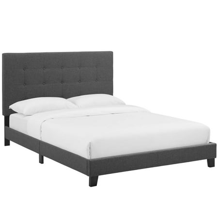 Modway Melanie Queen Tufted Button Upholstered Fabric Platform Bed in Gray