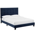 thumbnail image 1 of Melanie Queen Tufted Button Upholstered Performance Velvet Platform BedMidnight Blue, 1 of 5