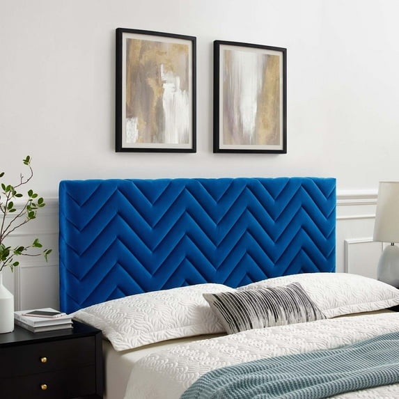 Modway Mercy Chevron Tufted Performance Velvet Full/Queen Headboard in Navy