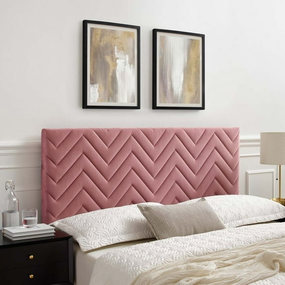 Mercy Chevron Tufted Performance Velvet King California King Headboard, Dusty Rose
