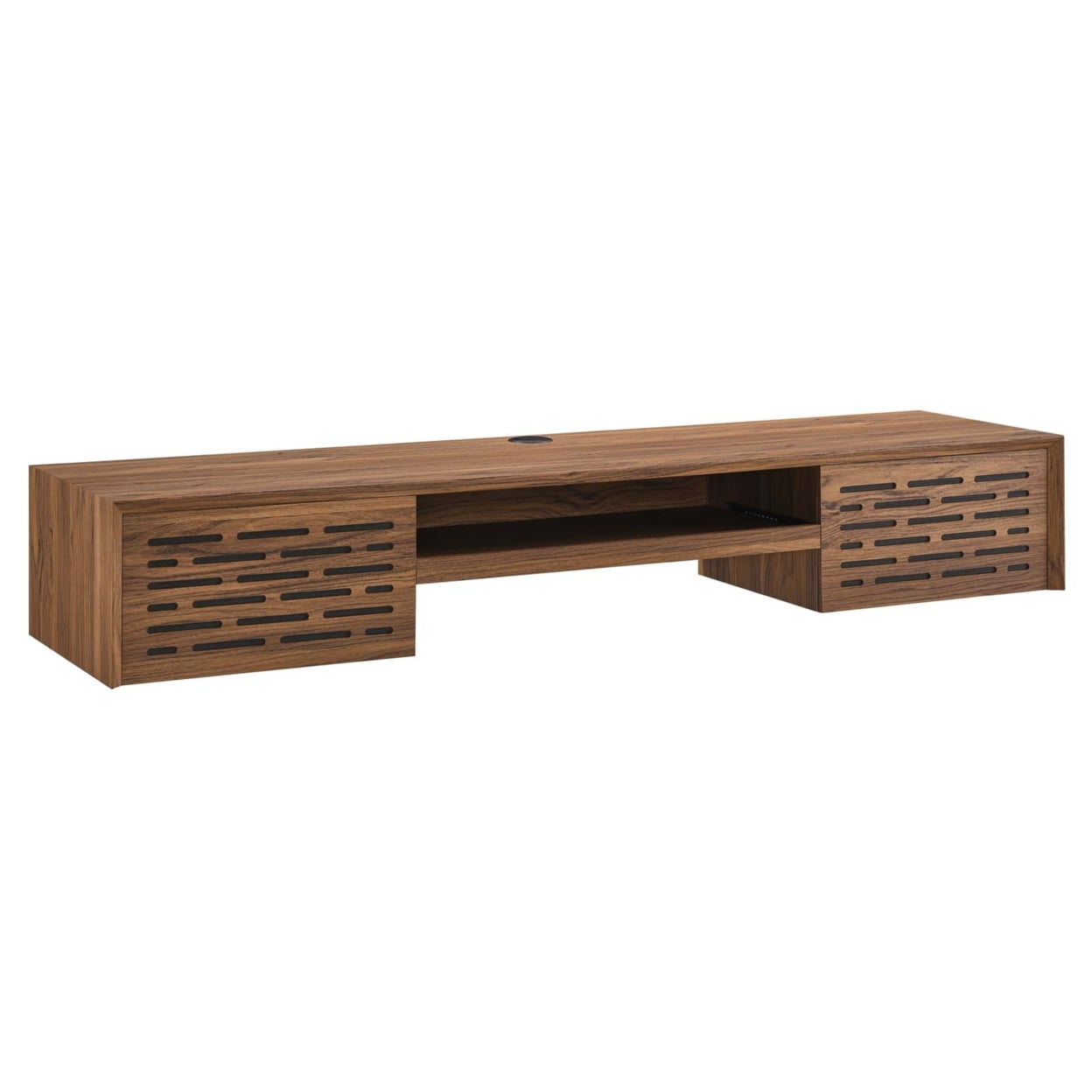 Walnut Wall Mounted Office Desk with Drawer and Keyboard Tray