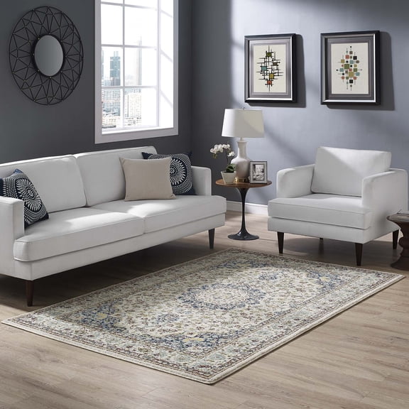 Modway Meryam Distressed Persian Medallion 5x8 Area Rug in Multicolored