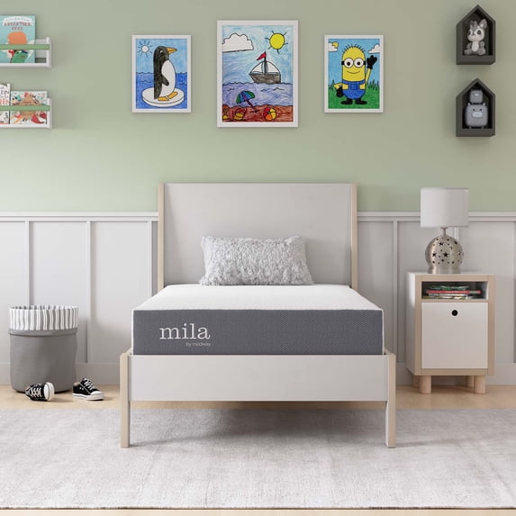 Modway Mila 8" Twin Size Memory Foam Mattress in Gray