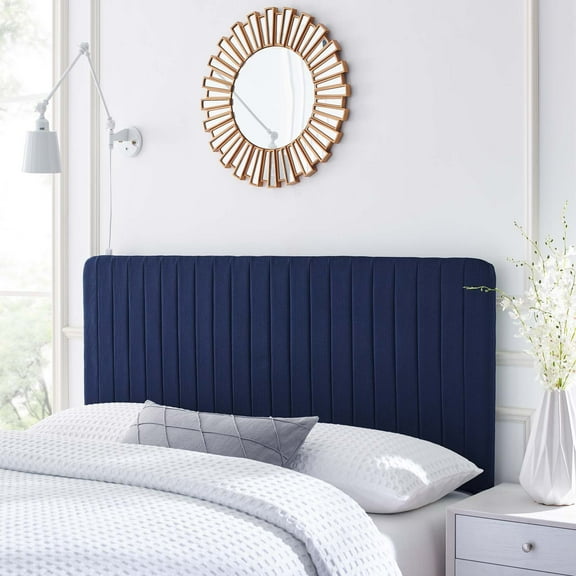 Modway Milenna Channel Tufted Upholstered Fabric Full/Queen Headboard in Royal Blue