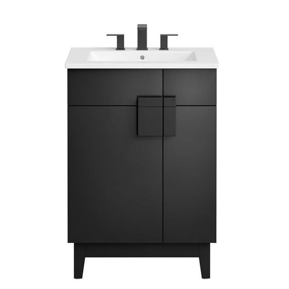 Modway Miles 24” Bathroom Vanity in White Black