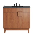 thumbnail image 1 of Modway Miles 36" Wood Bathroom Vanity with Tapered Legs in Black/Walnut, 1 of 11