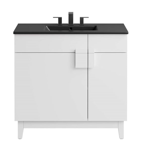 Modway Miles 36” Bathroom Vanity in Black White