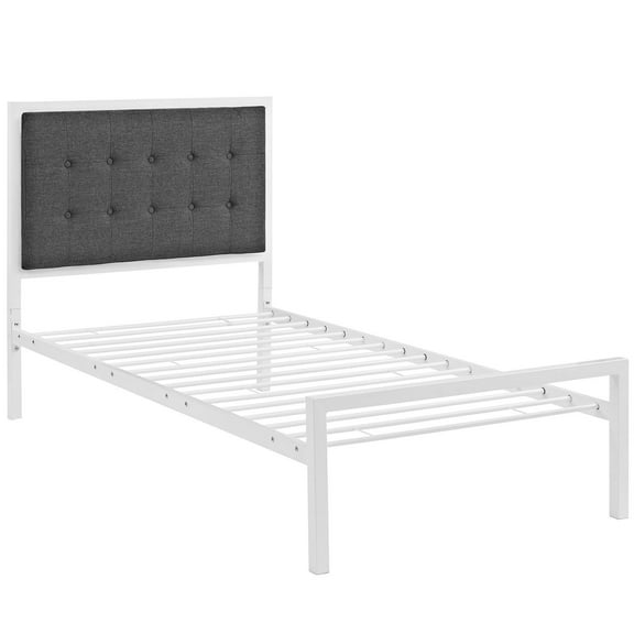 Modway Millie King Fabric Bed in White Gray