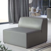 Modway Mingle Modern Faux Leather Armless Chair in Gray Finish
