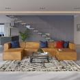 thumbnail image 1 of Modway Mingle Modern Faux Leather Sofa Set with 2 Ottomans in Tan, 1 of 10