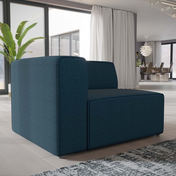Modway Mingle Fabric Left-Facing Sofa in Blue
