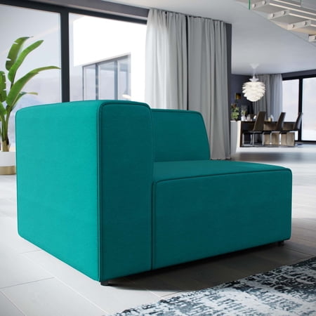 Modway Mingle Modern Style Polyester Fabric Left-Facing Sofa Chair in Teal Blue