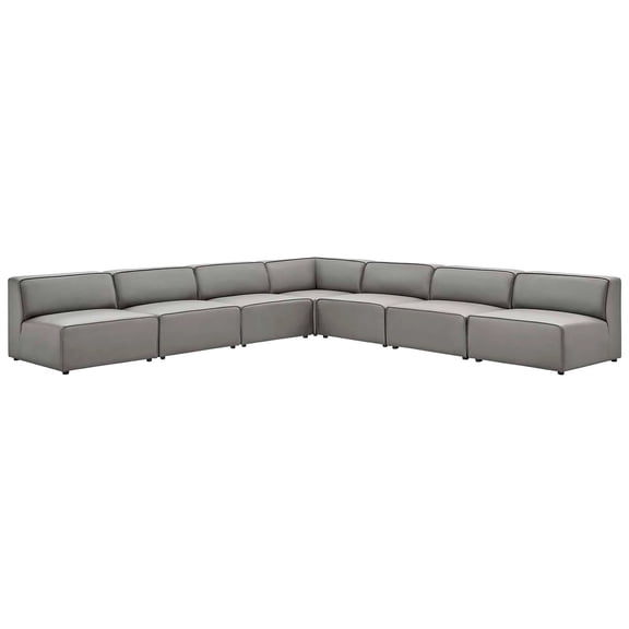 Modway Mingle Vegan Leather 7-Piece Sectional Sofa in Gray