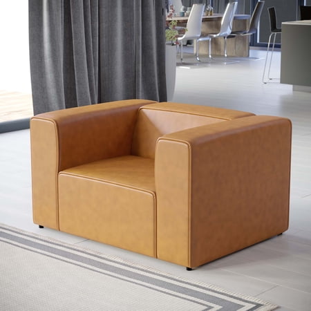 Modway Mingle Vegan Leather Armchair in Tan