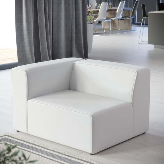 Modway Mingle Vegan Leather Left-Arm Chair in White