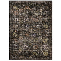Modway Minu Distressed Floral Lattice 4x6 Area Rug in Black, Yellow and Orange