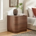 thumbnail image 1 of Mirae 2-Drawer Curved Nightstand in Brushed Brown Oak, 1 of 8