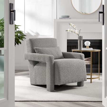 Modway Mirage Boucle Upholstered Armchair in Light Gray