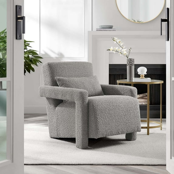 Modway Mirage Boucle Upholstered Armchair in Light Gray