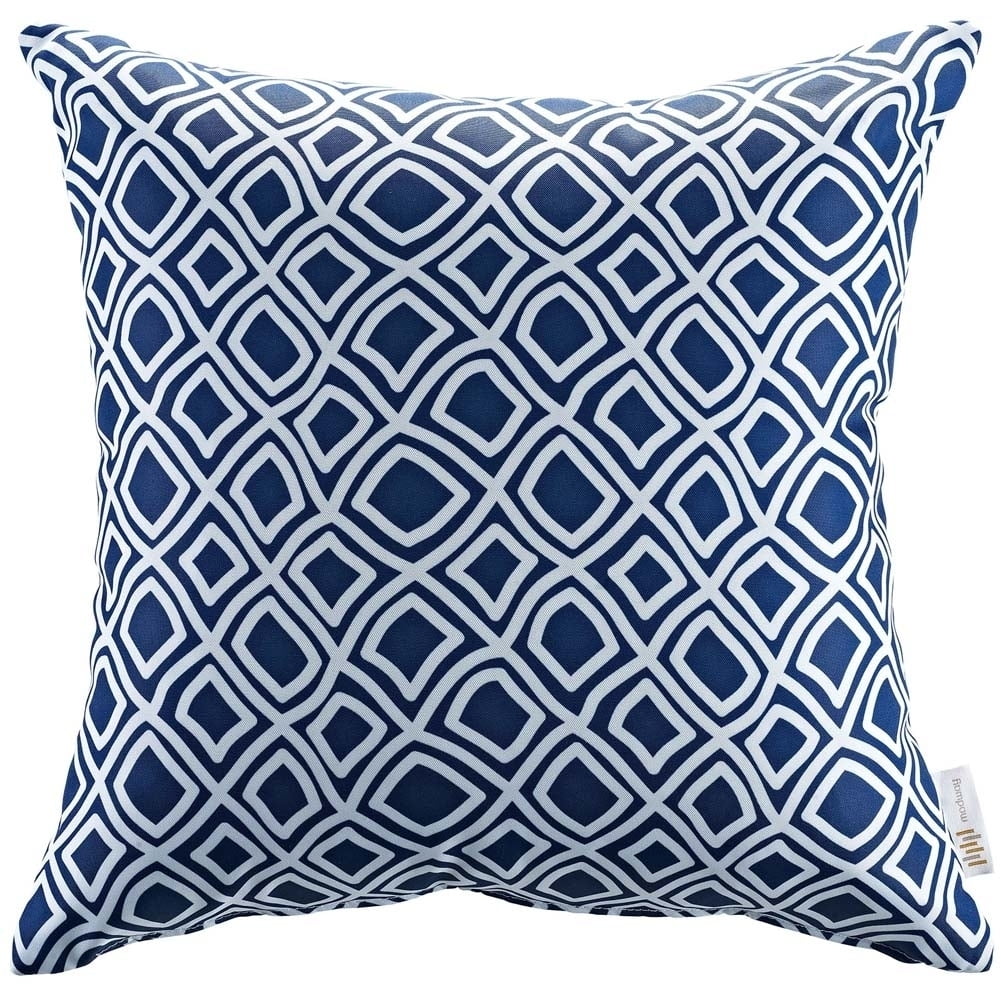 Navy and White Geometric Outdoor Square Pillow