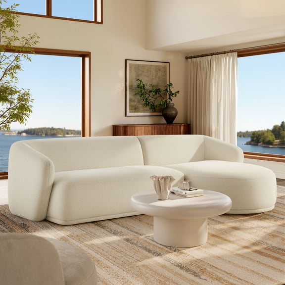 Modway Monica 2 Piece Right Facing Boucle Fabric Modular Sofa with Chaise