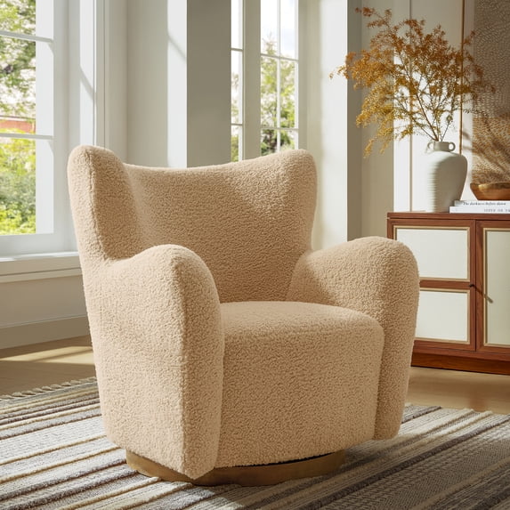Montrose Swivel Accent Chair in Ivory Walnut