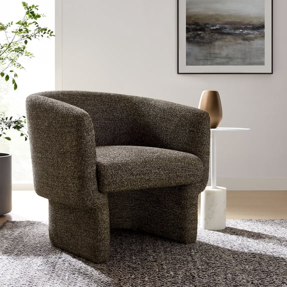 Modway Muse Boucle Fabric Barrel Accent Chair in Antique