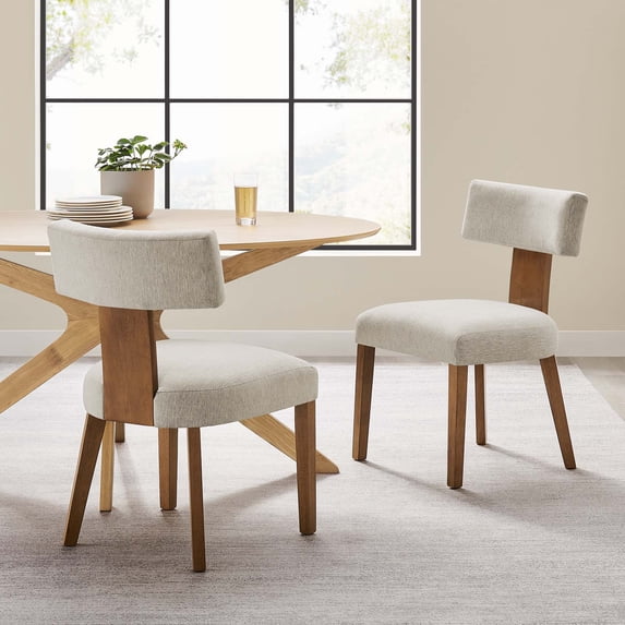 Nalani Dining Chairs - Set of 2 in Heathered Weave Ivory Deep Brown