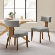 Nalani Dining Chairs - Set of 2 in Heathered Weave Wheat Deep Brown