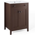 thumbnail image 1 of Modway Nantucket 24" Modern Wooden Bathroom Vanity in Walnut and White, 1 of 10