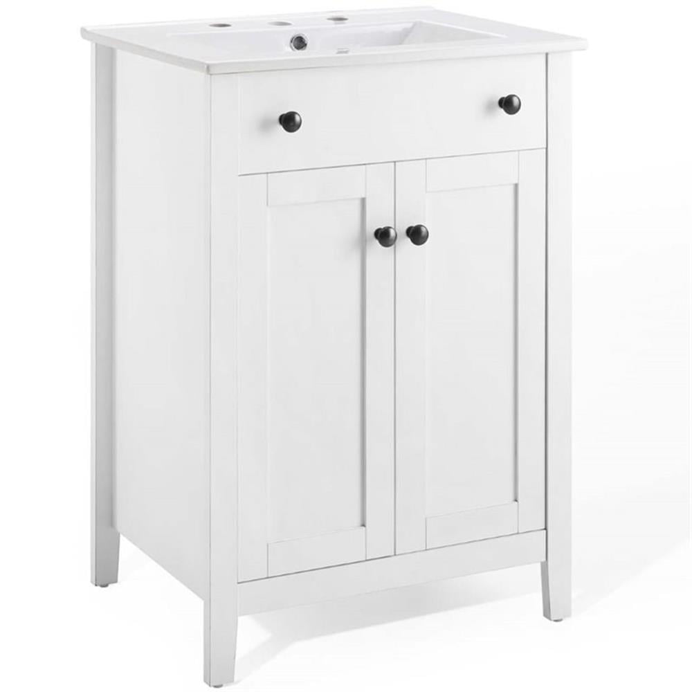 Modway Nantucket 24" Modern Wooden Bathroom Vanity in White Finish