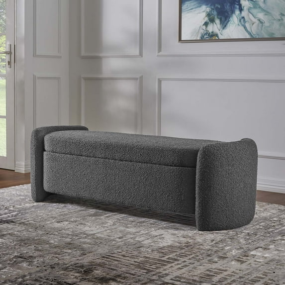 Modway Nebula Boucle Upholstered Bench in Charcoal