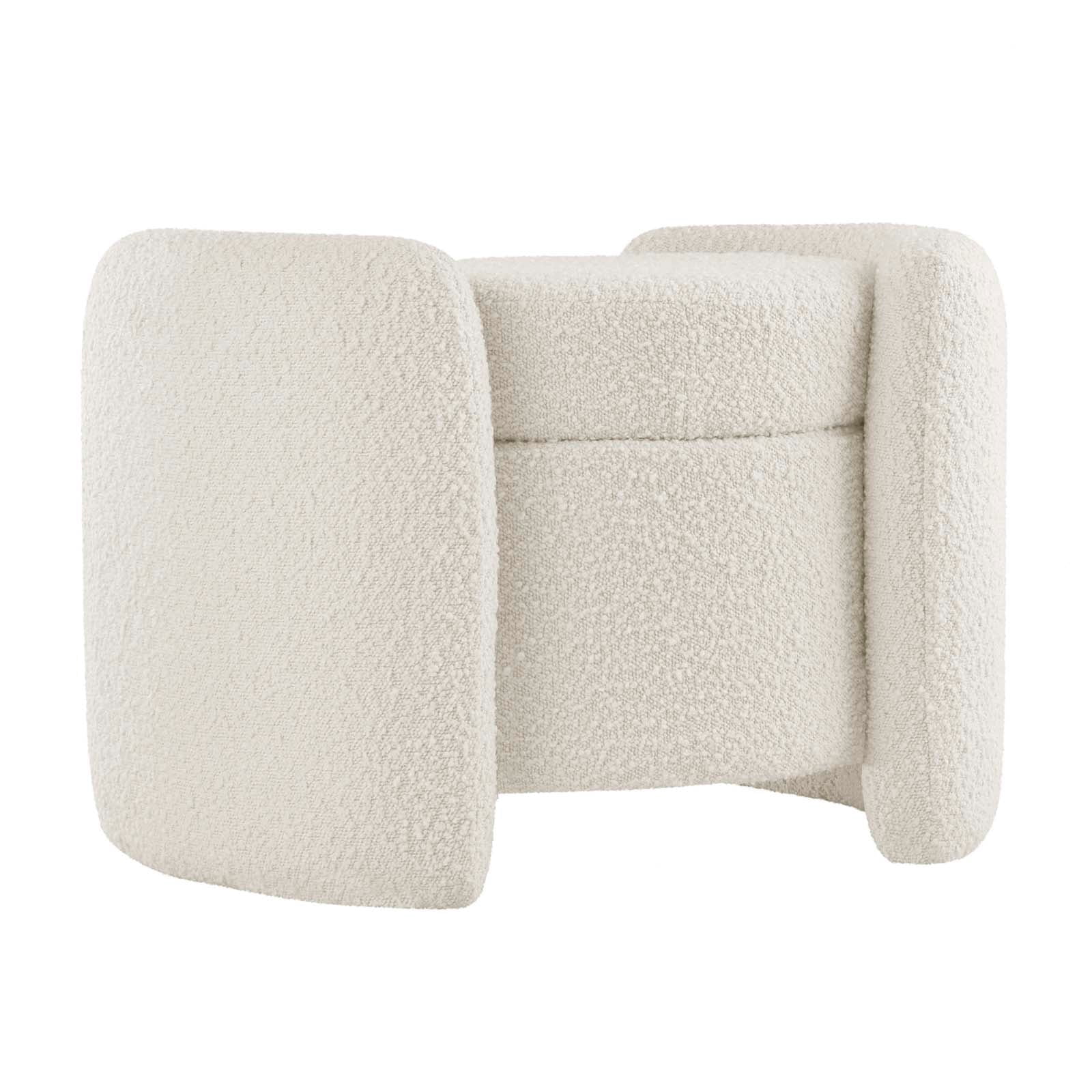 Modway Nebula Modern Boucle Fabric Upholstered Ottoman in Ivory