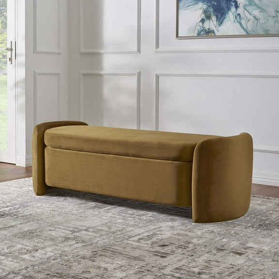 Modway Nebula Upholstered Performance Velvet Bench in Cognac