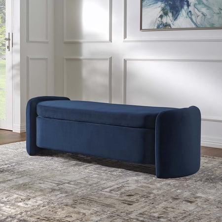 Modway Nebula Upholstered Performance Velvet Bench in Midnight Blue