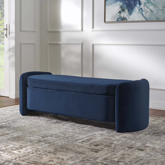 Modway Nebula Upholstered Performance Velvet Bench in Midnight Blue