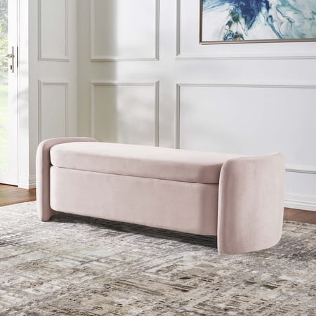 Modway Nebula Upholstered Performance Velvet Bench in Pink