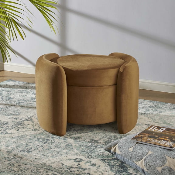 Modway Nebula Upholstered Performance Velvet Ottoman in Cognac