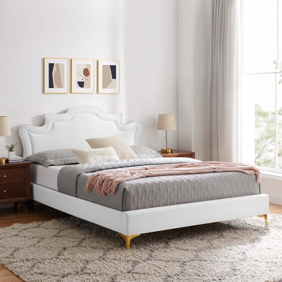 Modway Neena Performance Velvet King Bed in White