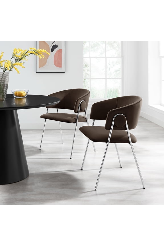Nella Dining Chair Set of 2 in Chocolate Brown