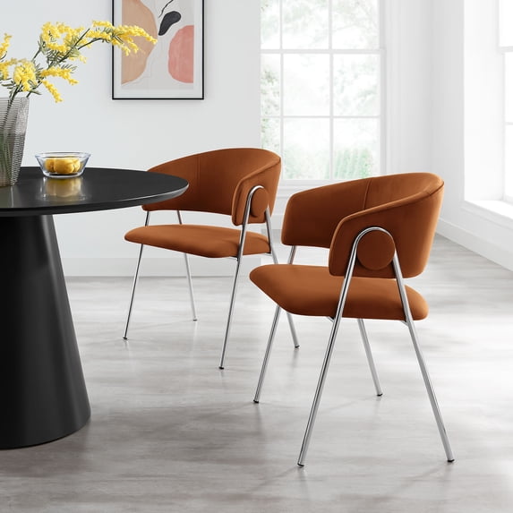 Nella Dining Chair Set of 2 in Rust Silver