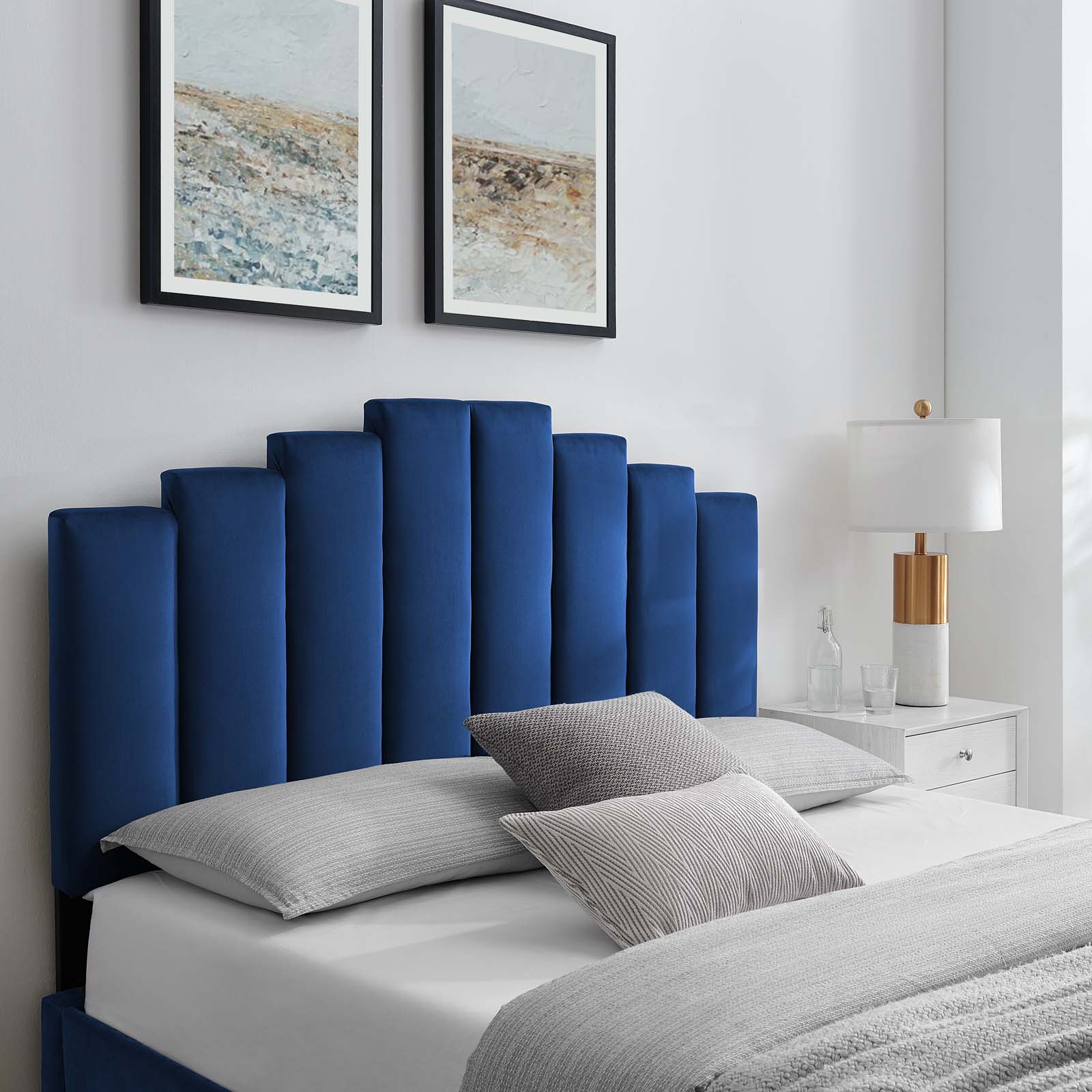 Modway Noelle Performance Velvet Full/Queen Headboard in Navy